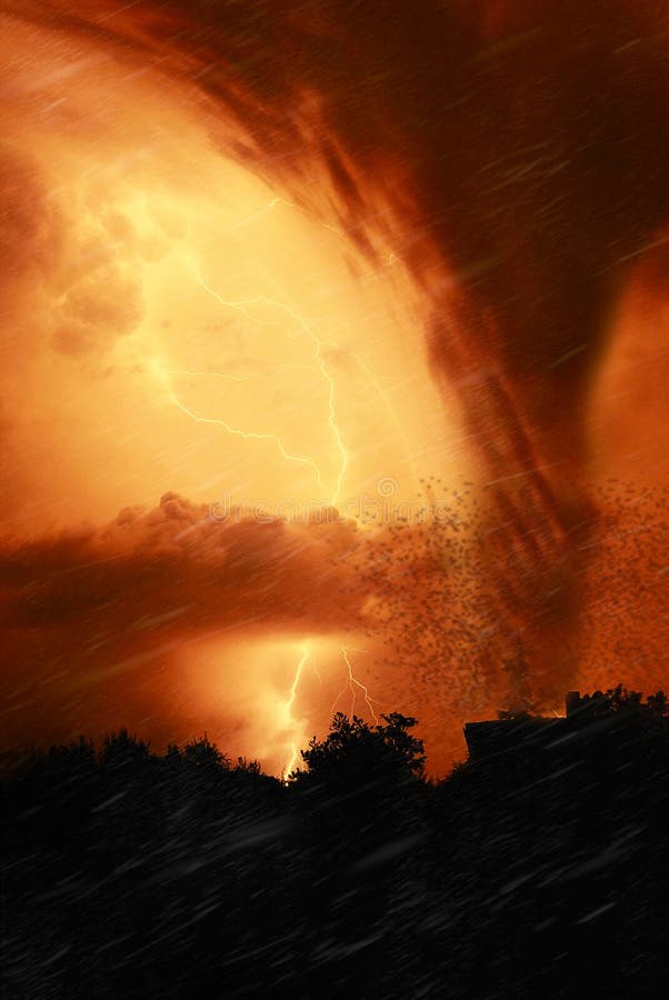 Tornado in the night stock image. Image of nature, field - 15170301