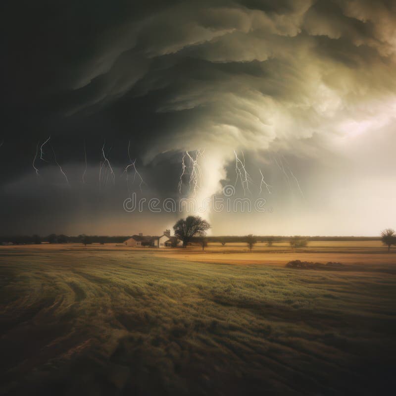 Weather Clipart-tornado swirling menacingly above a house