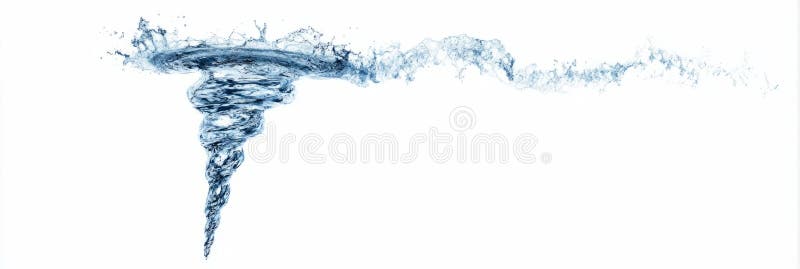 Tornado-shaped water swirl minimal on white stock image
