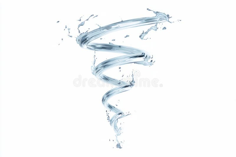 Tornado-shaped water swirl minimal on white royalty free stock photography