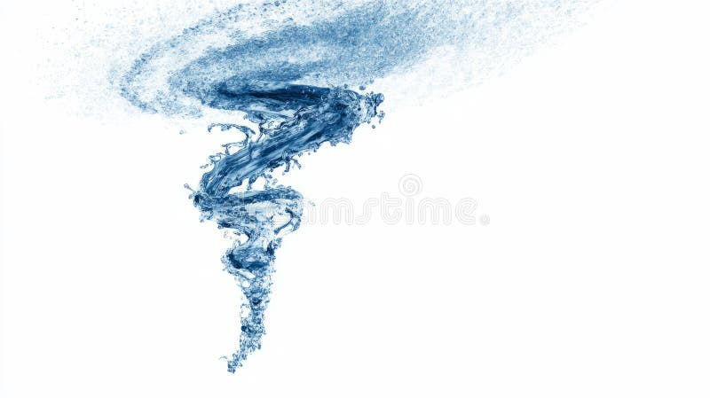 Tornado-shaped water swirl minimal on white stock photography