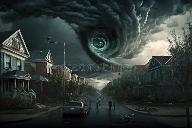 Weather Clipart-tornado swirling menacingly above a house