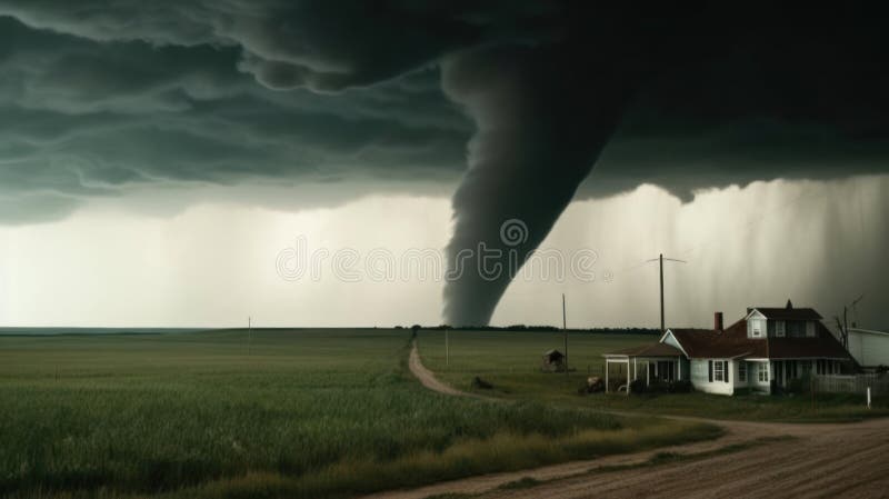 Weather Clipart-tornado swirling menacingly above a house