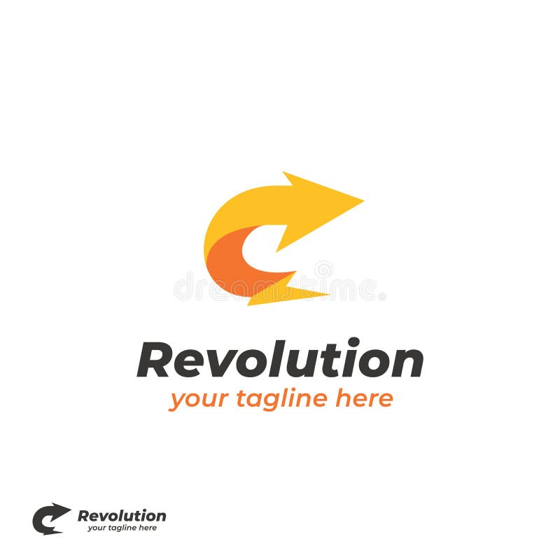Tornillo de luz amarillo de revolución con símbolo del logotipo de la flecha derecha curvada