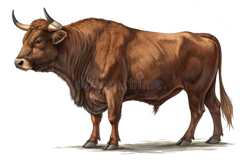 Toro bruno isolato sulla rete trasparente illustrazione di stock