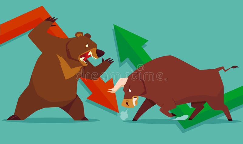 Toro del mercado de acción contra oso