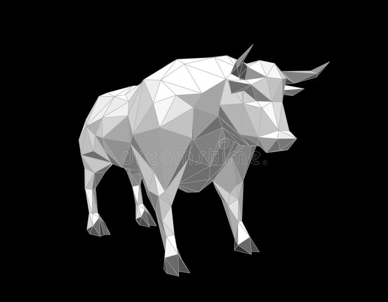 Toro poligonale astratto Isolato su priorità bassa nera Vettore IL royalty illustrazione gratis