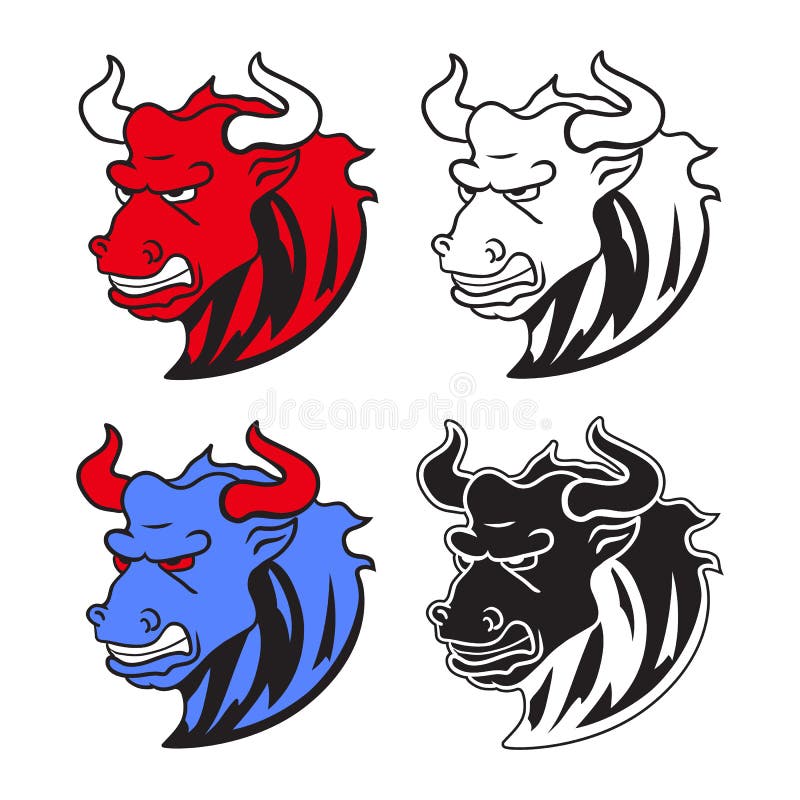 Toro salvaje enojado en el diseño de la historieta para la mascota o el deporte ecuestre ilustración del vector Toro salvaje enojado en el diseño de la historieta para la mascota o el deporte ecuestre ilustración del vector