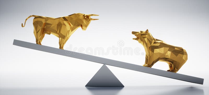 Toro y oso de oro - mercado de acción del concepto para arriba y plumones libre illustration Toro y oso de oro - mercado de acción del concepto para arriba y plumones libre illustration