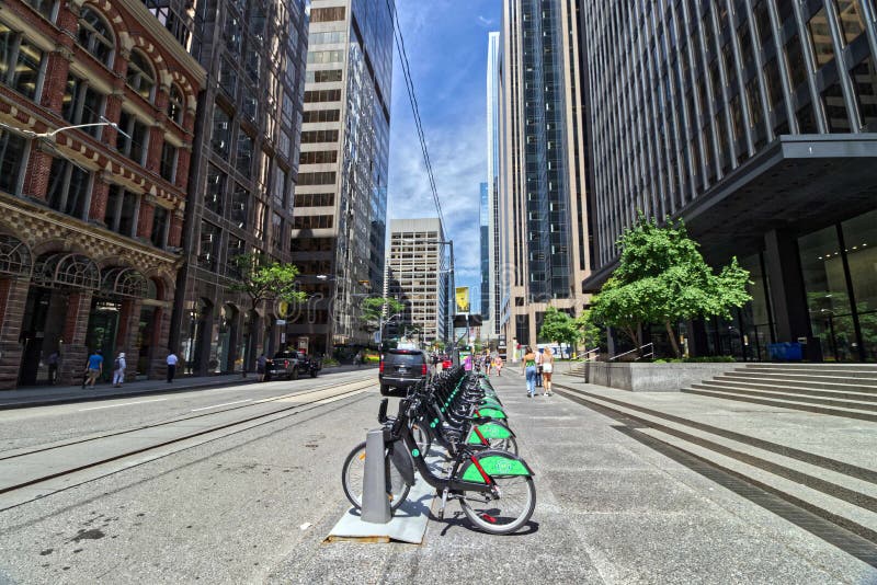 Toronto, Canada, Aug 5, 2022. Bikes for Rent in Downtown Core Editorial Photo Image of city