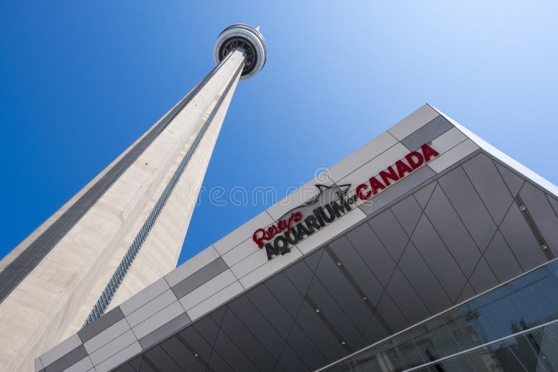 Ripley`s Aquarium of Canada and Toronto CN tower