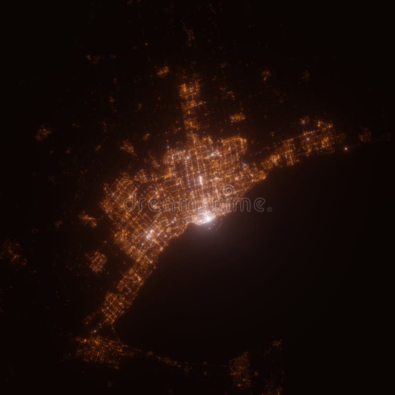 Toronto Canada Street Lights Map. Satellite View on Modern City at