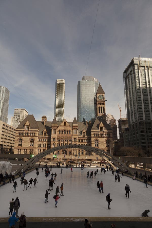 People Ice Skating on Toronto`s Famous Ice Rink at Nathan Phillips ...