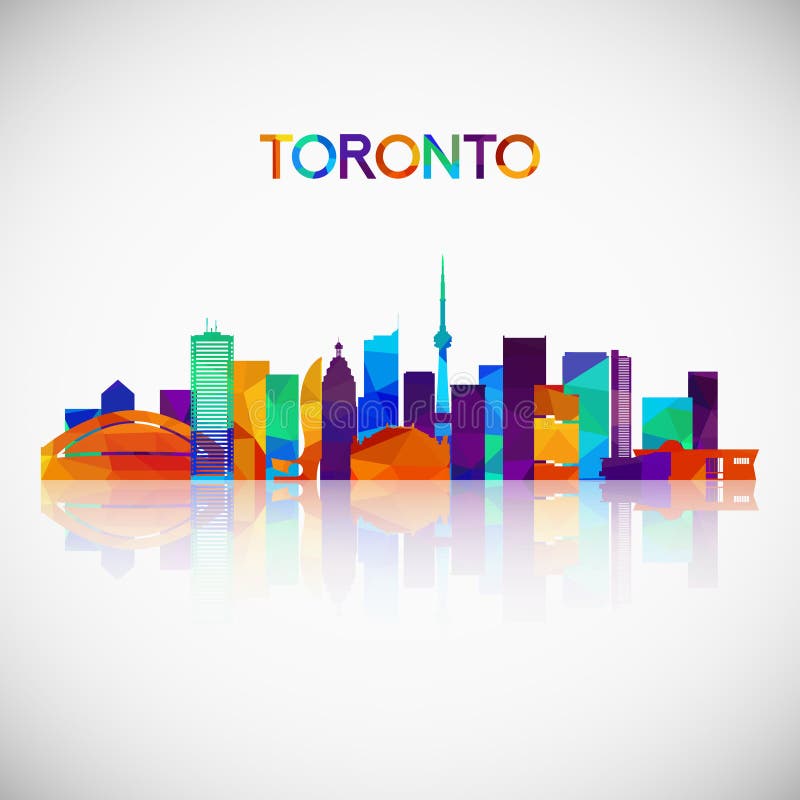 Toronto linii horyzontu sylwetka w kolorowym geometrycznym stylu ilustracji