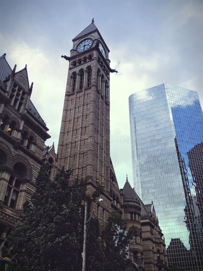 Old City Hall building clock tower in Toronto