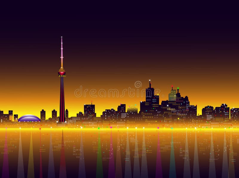 Toronto przy noc wektoru ilustracją royalty ilustracja Toronto przy noc wektoru ilustracją royalty ilustracja