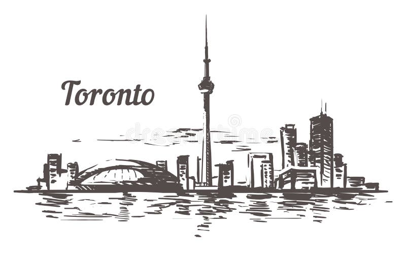 Toronto sketch skyline. Toronto, Canada hand drawn vector illustration