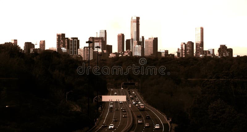 Toronto skyline viewed from the North in sepia royalty free stock photo Toronto skyline viewed from the North in sepia royalty free stock photo