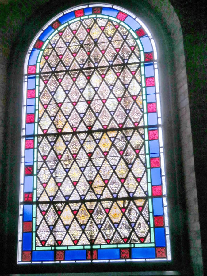 Building with Stained Glass on Arched Windows Stock Photo Image of