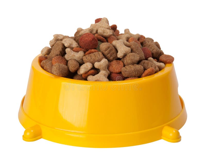 Dog's dry food in a bowl isolated on white background. Dog's dry food in a bowl isolated on white background