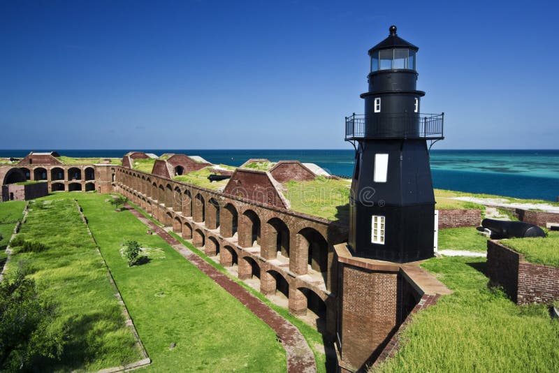 The walls of Fort Jefferson are situated on a tropical Garden Key, presently a part of Dry Tortugas National Park. The walls of Fort Jefferson are situated on a tropical Garden Key, presently a part of Dry Tortugas National Park.