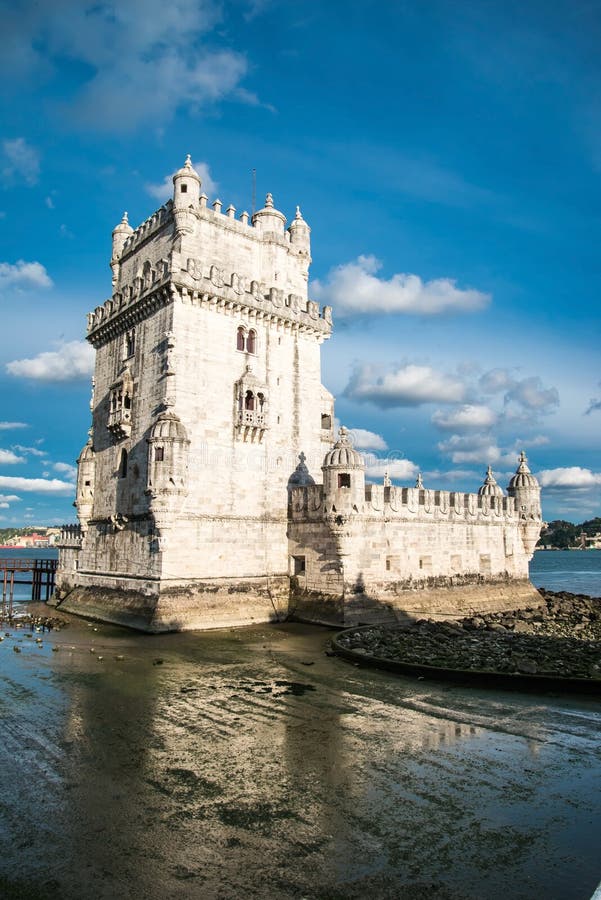 Torre de Belem (Belem Tower) on the Tagus River guarding the entrance to Lisbon in Portugal.