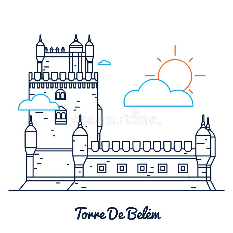 Torre de belem. disegno decorativo per illustrazioni vettoriali illustrazione di stock