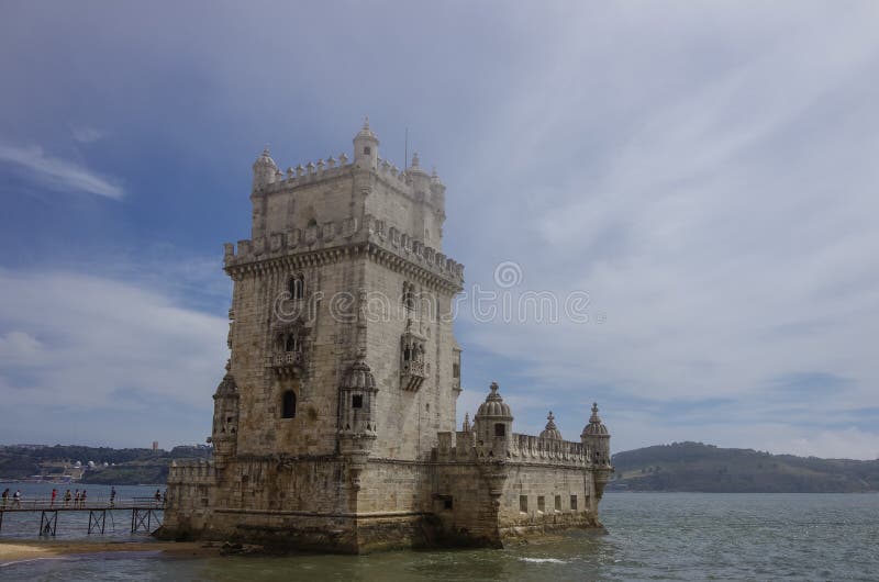 Torre de Belem na Tagus rzece chroni ent (Belem wierza) zdjęcie stock Torre de Belem na Tagus rzece chroni ent (Belem wierza) zdjęcie stock