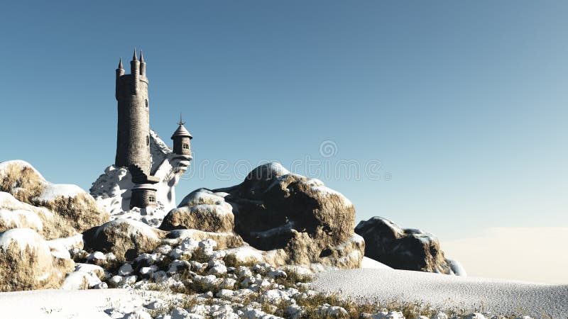 Torre de la fantasía en la nieve libre illustration Torre de la fantasía en la nieve libre illustration