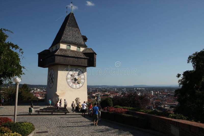 Torre de reloj en Graz, Austria imagen de archivo Torre de reloj en Graz, Austria imagen de archivo