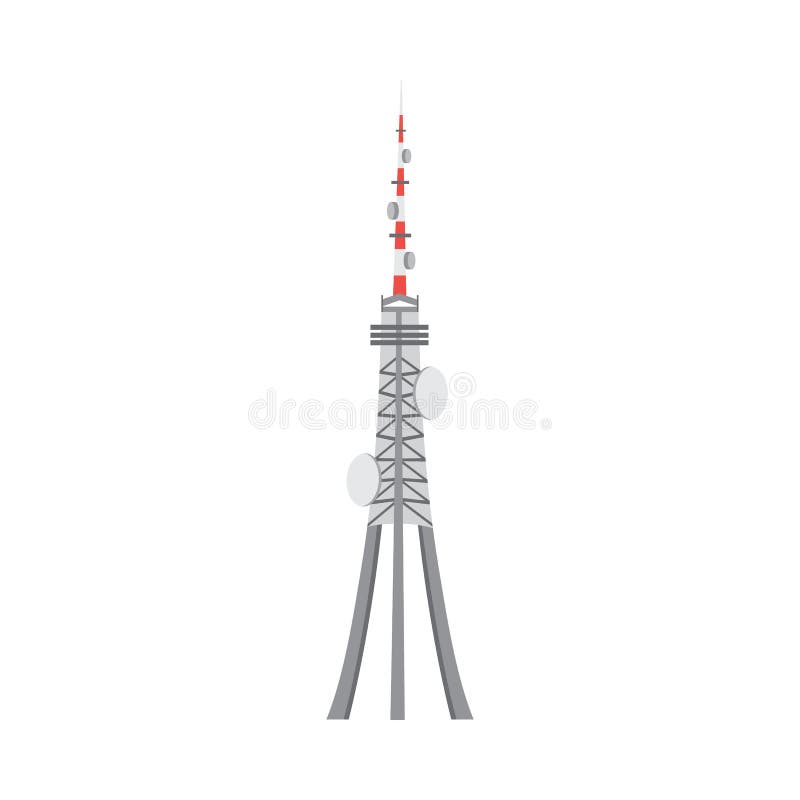 Torre di telecomunicazione con apparecchiature tecnologiche e antenne. illustrazione di stock