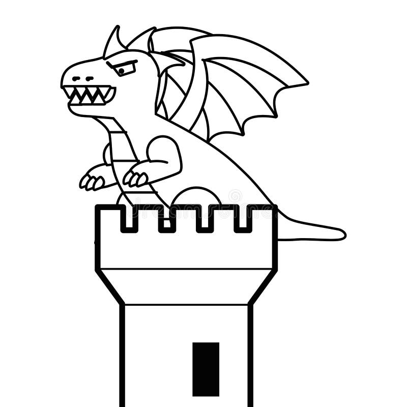 O Dragão Cospe O Fogo Na Porta Do Castelo Com Jogo Sobre a Mensagem  Ilustração do Vetor - Ilustração de porta, sobre: 149836425