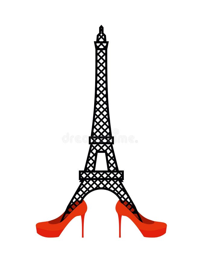 Torre Eiffel nas sapatas das mulheres vermelhas ilustração do vetor Torre Eiffel nas sapatas das mulheres vermelhas ilustração do vetor