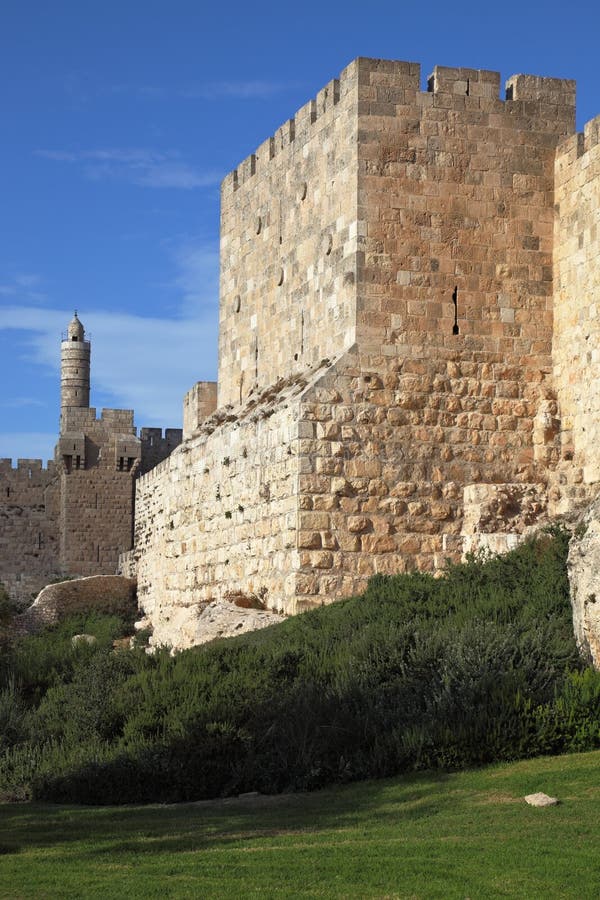 Grandiose walls of Jerusalem and the Tower of David. Grandiose walls of Jerusalem and the Tower of David