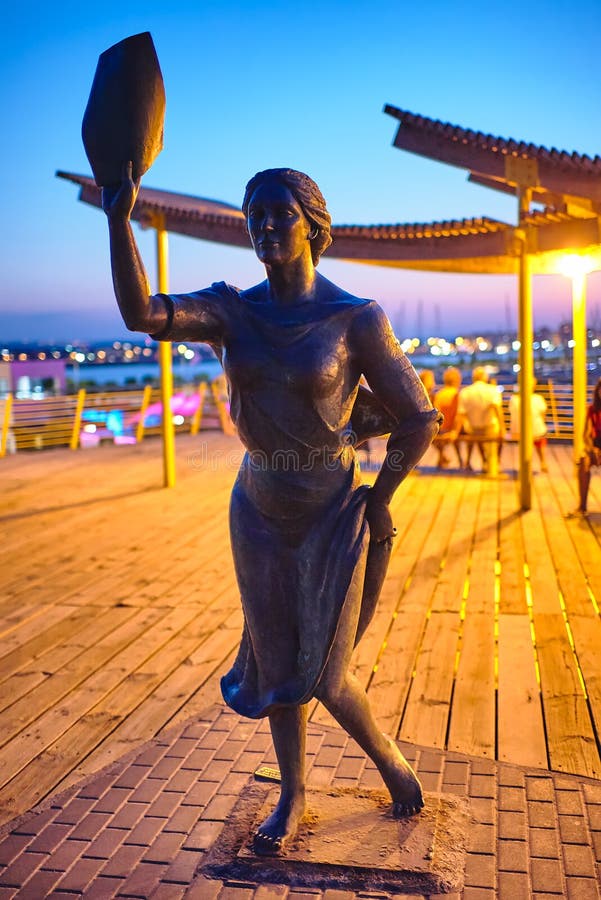 Torrevieja, Spain - July 28, 2015: Monument to the fisherman`s wife. stock images Torrevieja, Spain - July 28, 2015: Monument to the fisherman`s wife. stock images
