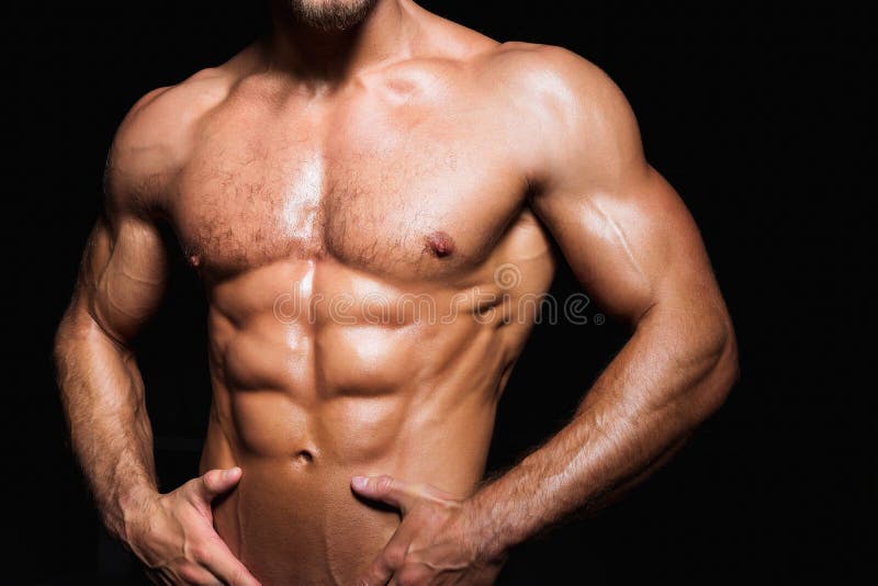 Torse musculaire et sexy de jeune homme sportif avec photos stock Torse musculaire et sexy de jeune homme sportif avec photos stock