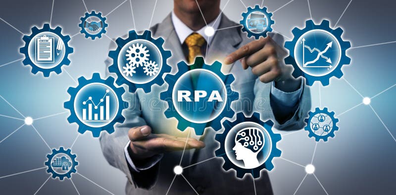 Torso Of IT Manager Activating RPA Application stock images