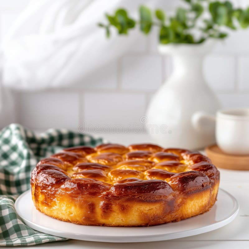 Tort delicios de casă caramelizat cu finisaj lucios și textură moale stock photo