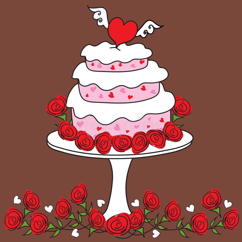 Torta cobarde del corazón de la tarjeta del día de San Valentín stock de ilustración Torta cobarde del corazón de la tarjeta del día de San Valentín stock de ilustración