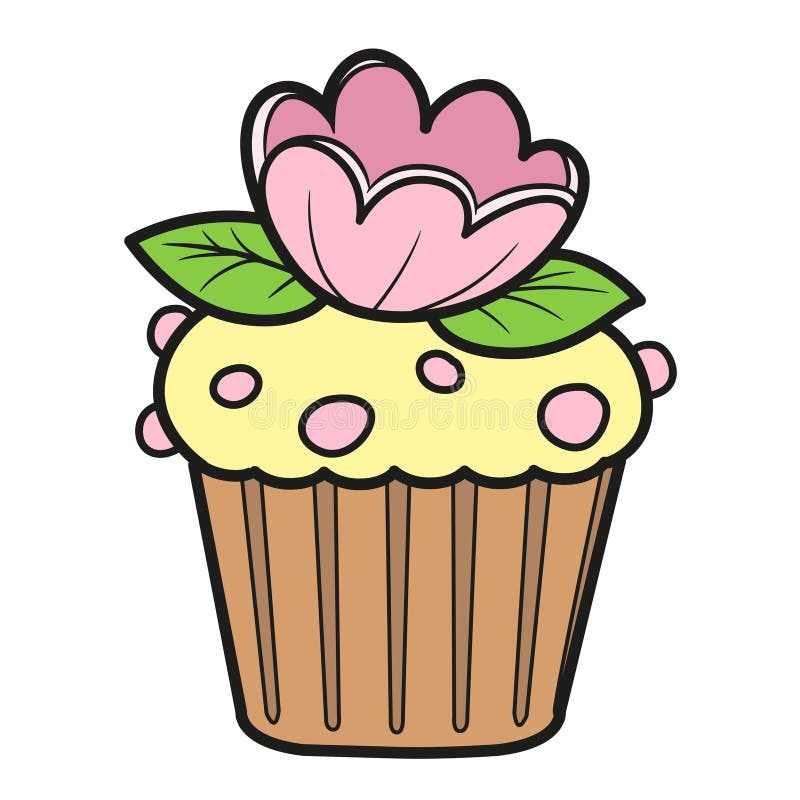 Torta con fiori di crema montati su un bianco illustrazione vettoriale
