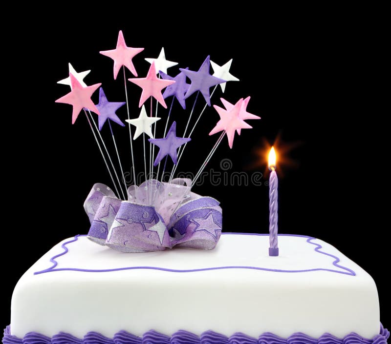Torta con la singola candela immagini stock libere da diritti Torta con la singola candela immagini stock libere da diritti