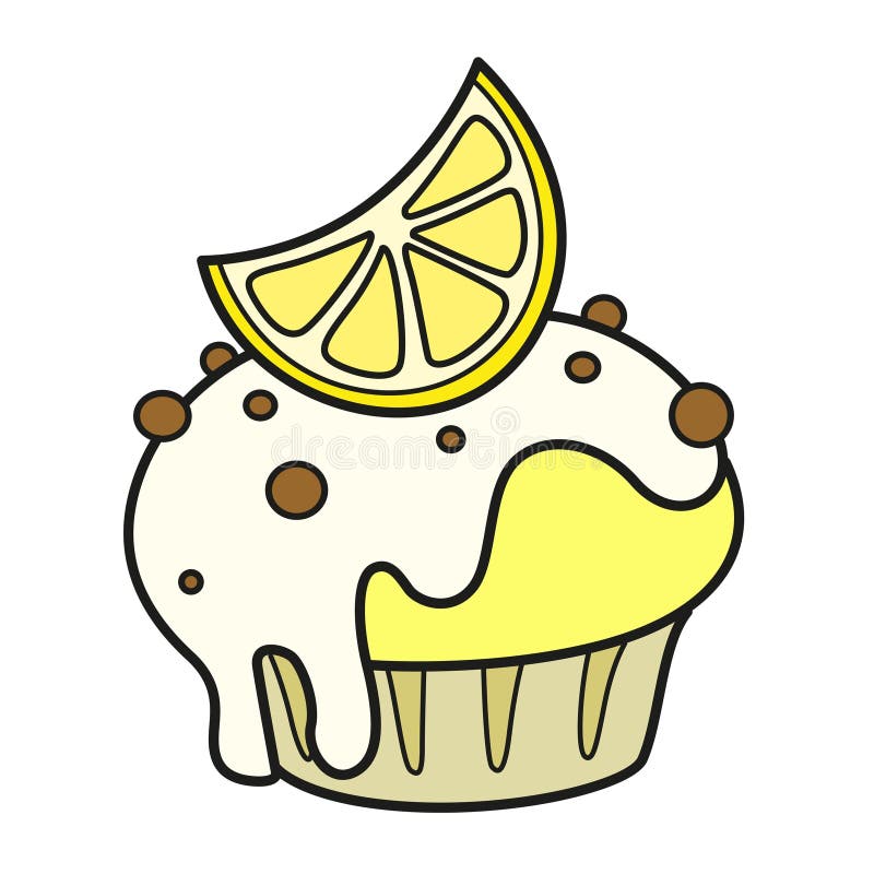Torta con panna montata sgranata con una fetta di limone candita su bianco royalty illustrazione gratis