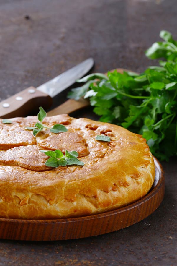 Torta de carne caseiro com batatas imagens de stock royalty free