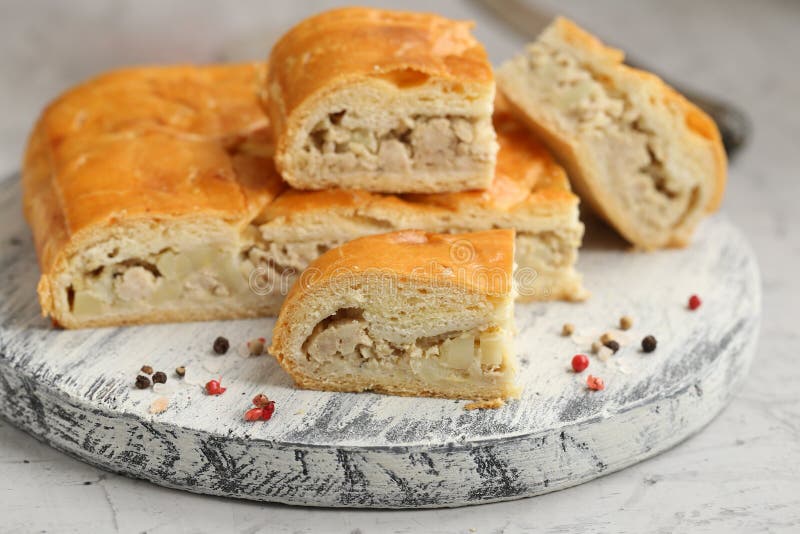 Torta de carne caseiro imagem de stock