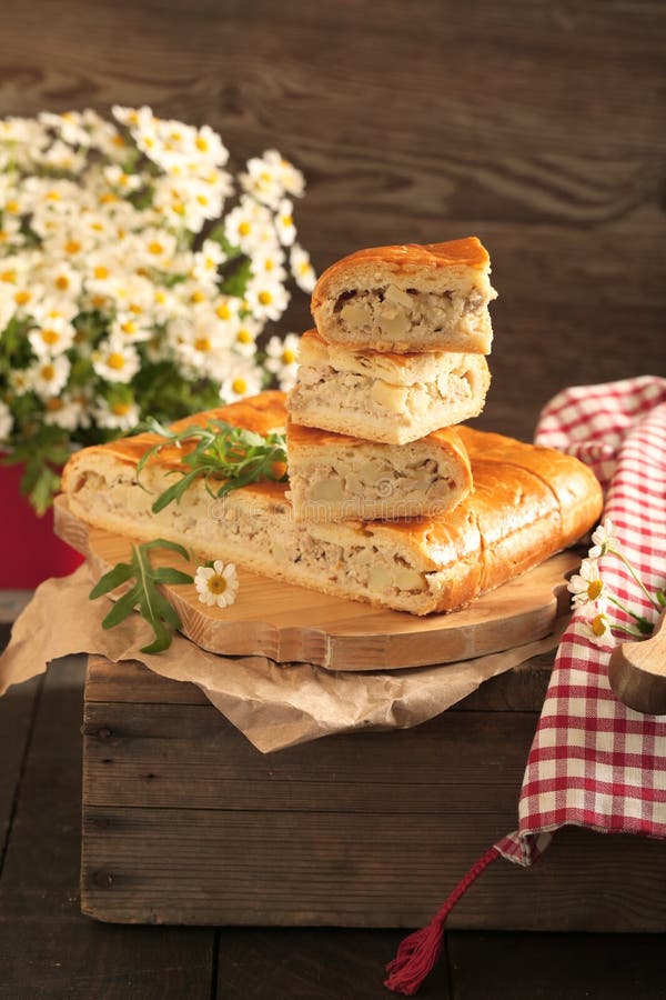 Torta de carne caseira fotos de stock