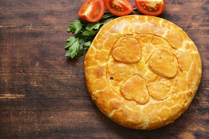 Torta de carne caseira com tomilho imagem de stock