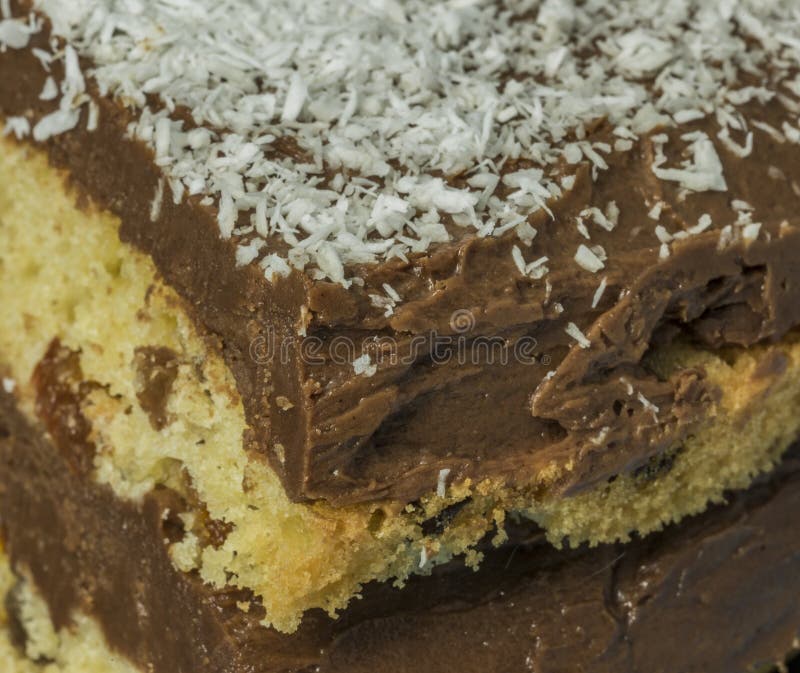 Torta De Chocolate Del Coco En Plato Azul Foto de archivo Imagen de