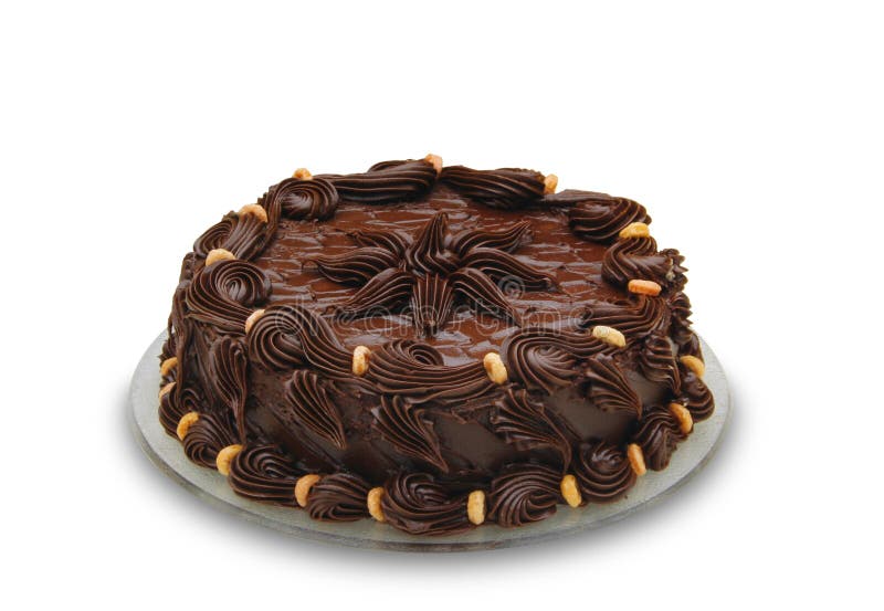 Torta de chocolate oscura. Receptor de papel adornado imagenes de archivo