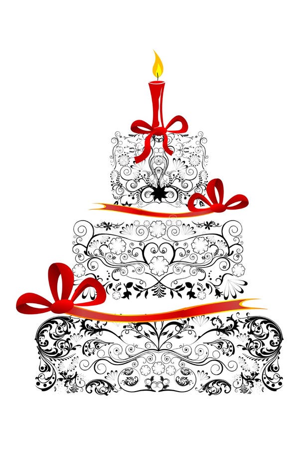 Torta de cumpleaños floral stock de ilustración