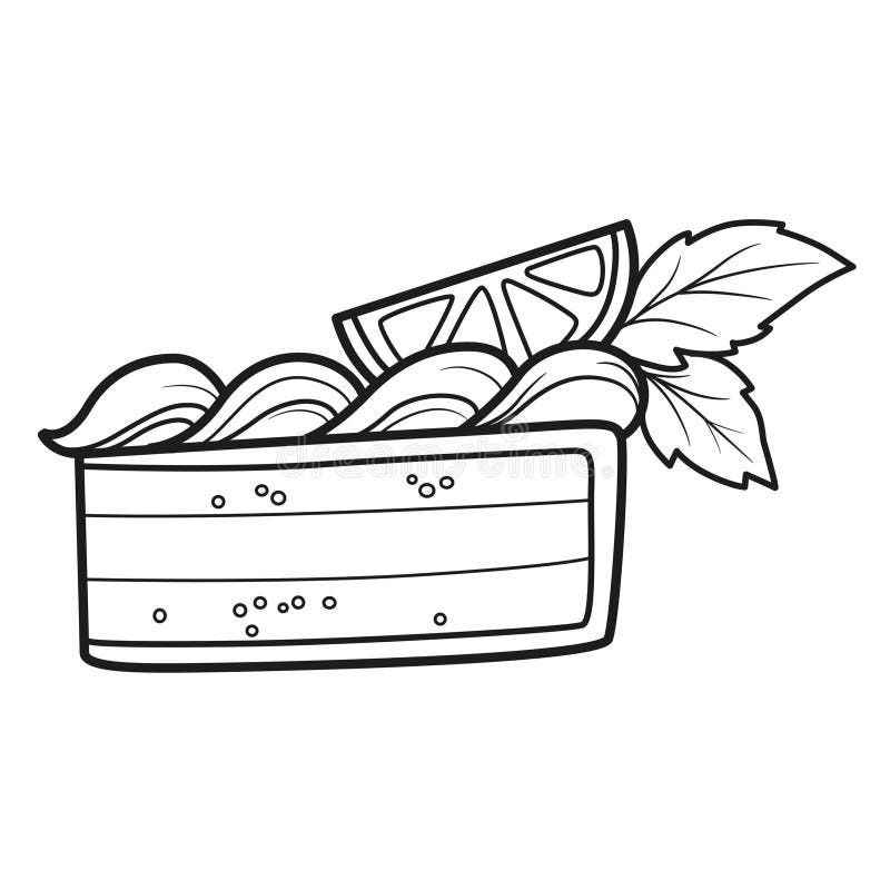 Torta di biscotto con panna montata tracciata per la pagina colorata su una pagina bianca royalty illustrazione gratis